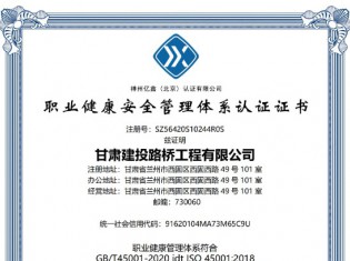 職業(yè)健康安全管理體系認(rèn)證證書